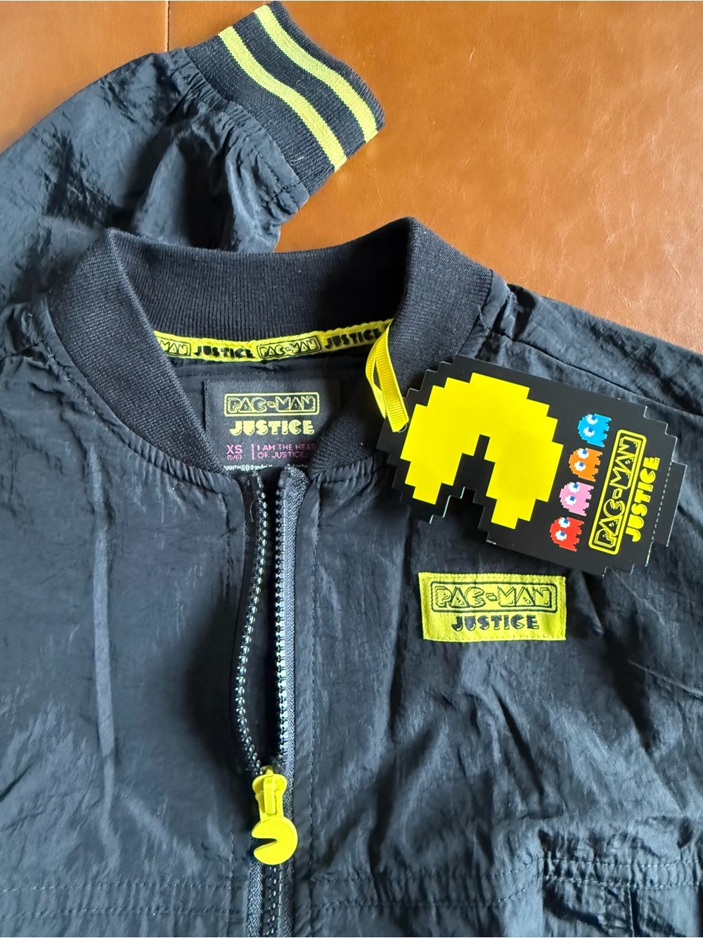 Justice x Pac Man NWT Kids Black Bomber Jacket Size 5/6